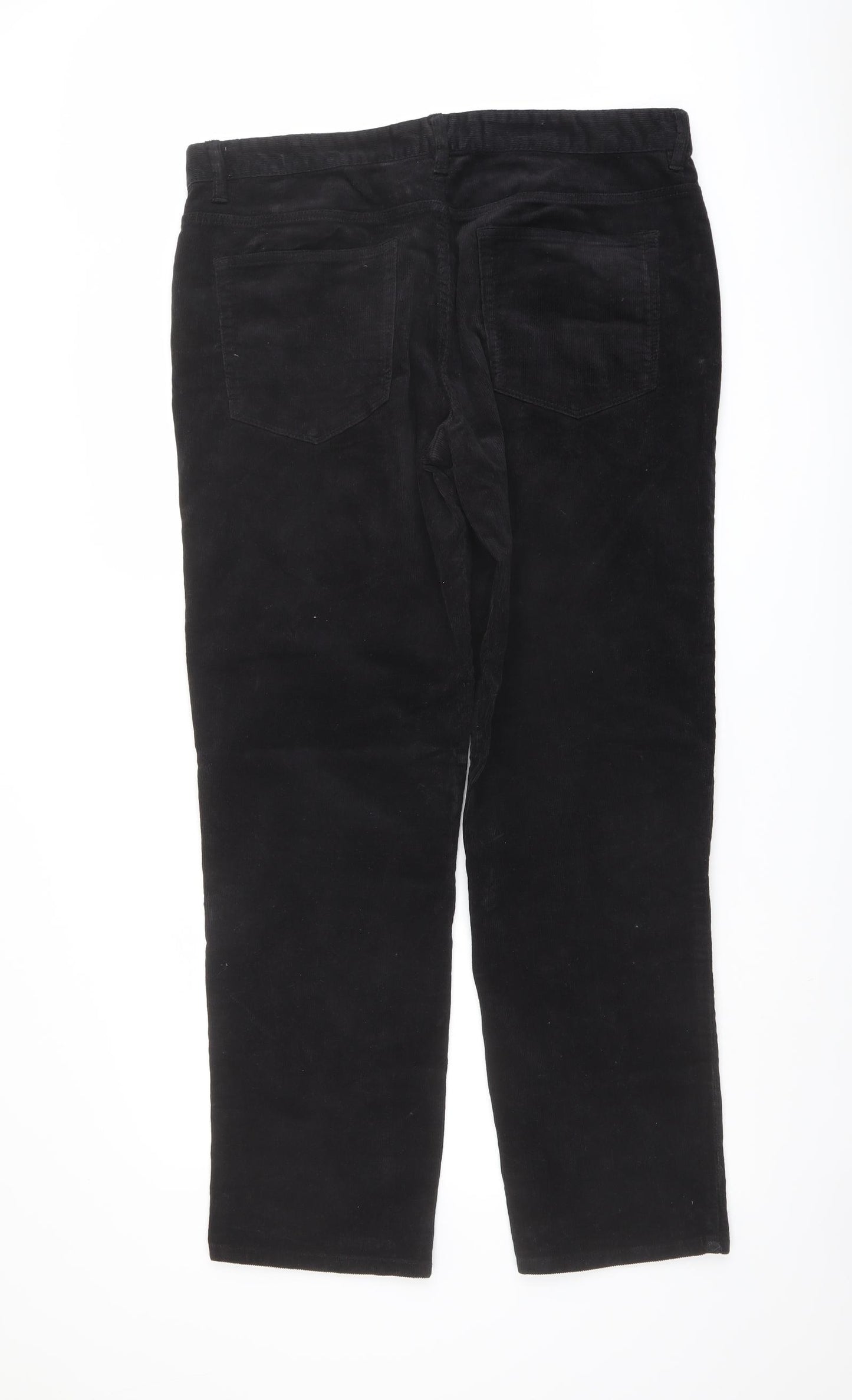 TU Mens Black Cotton Trousers Size 38 in L32 in Regular Button