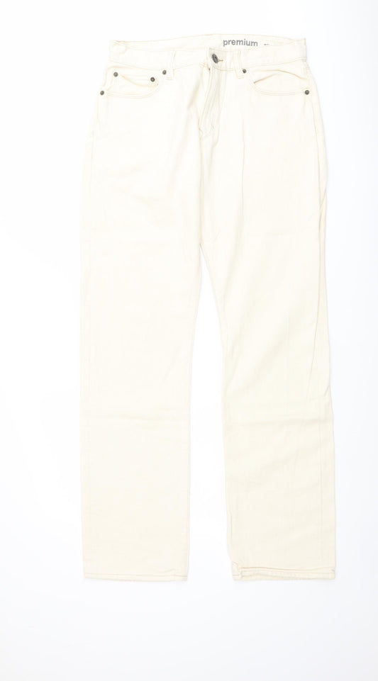Gap Mens Beige Cotton Straight Jeans Size 32 in L34 in Regular Button
