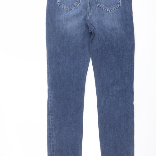 Marks and Spencer Womens Blue Cotton Straight Jeans Size 10 L31 in Slim Button