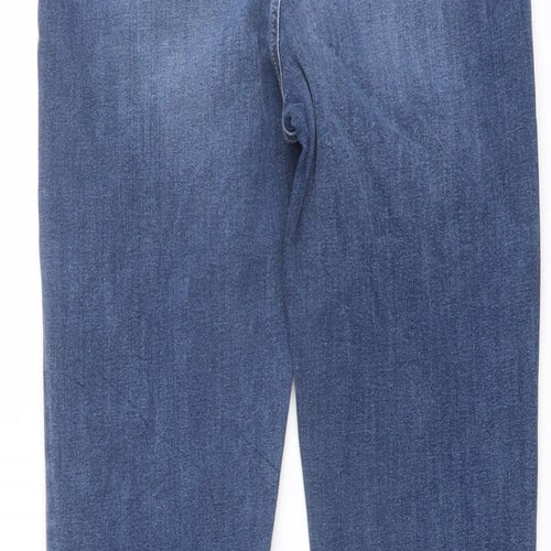 Marks and Spencer Womens Blue Cotton Straight Jeans Size 10 L31 in Slim Button
