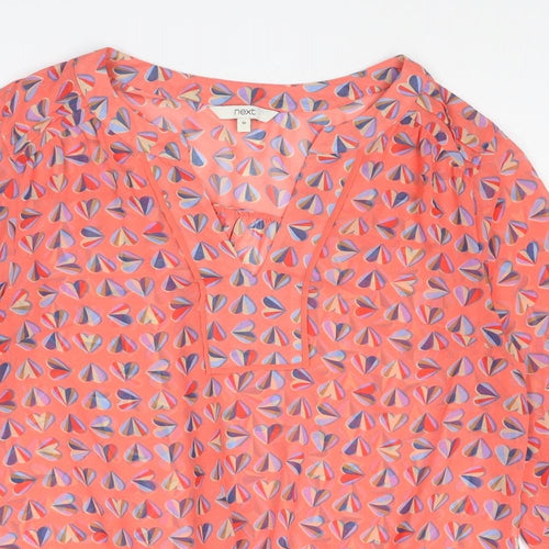 NEXT Womens Multicoloured Geometric Polyester Basic Blouse Size 10 V-Neck - Heart Print