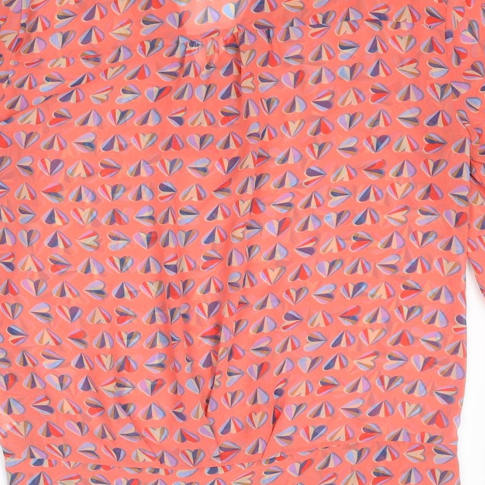 NEXT Womens Multicoloured Geometric Polyester Basic Blouse Size 10 V-Neck - Heart Print