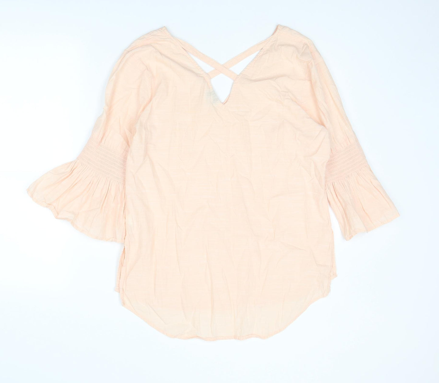 River Island Womens Pink Cotton Basic Blouse Size 14 V-Neck