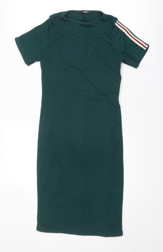 Quiz Womens Green Polyester T-Shirt Dress Size 14 Round Neck Pullover