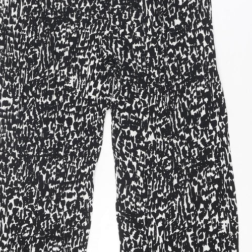 Marks and Spencer Womens Black Geometric Viscose Trousers Size M Regular