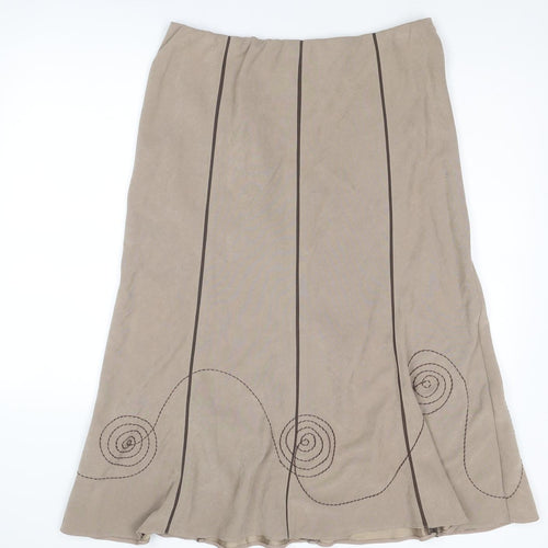 Bonmarché Womens Beige Polyester Swing Skirt Size 16