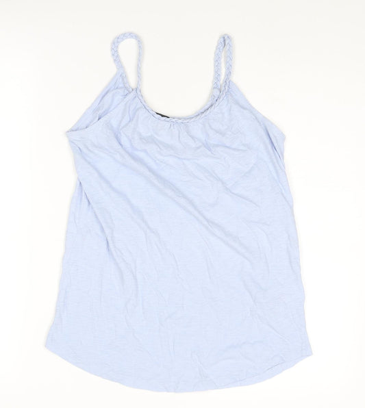 New Look Womens Blue Cotton Basic Tank Size 10 Round Neck