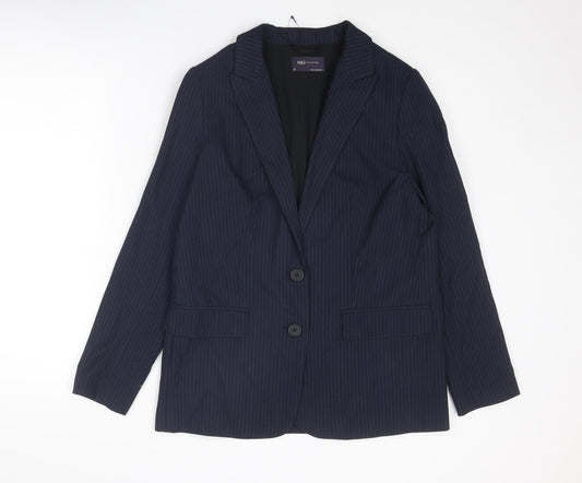 Marks and Spencer Womens Blue Pinstripe Polyester Jacket Suit Jacket Size 10