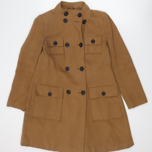 Marks and Spencer Womens Brown Pea Coat Coat Size 12 Button