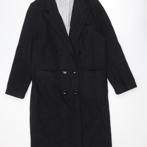 Fashion Streets Womens Black Overcoat Coat Size 14 Button