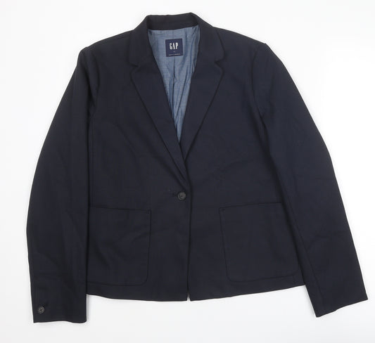 Gap Womens Blue Polyester Jacket Suit Jacket Size 14