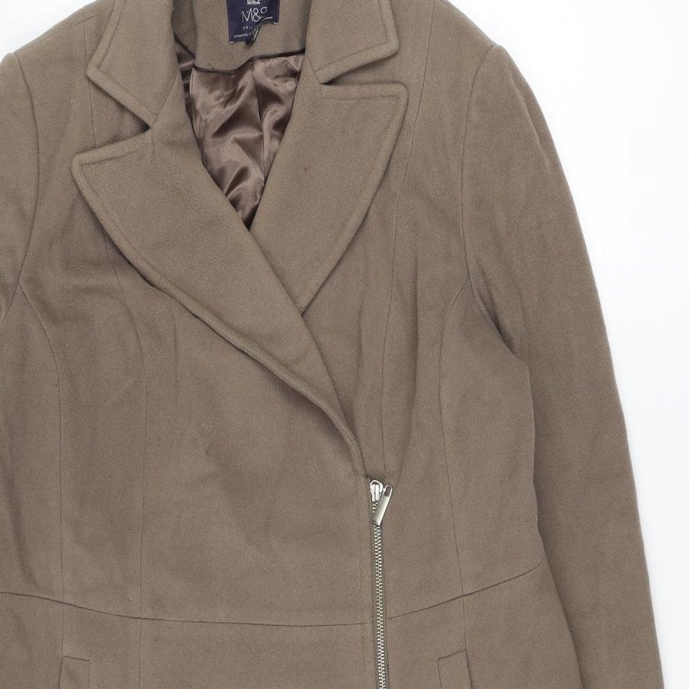 Marks and Spencer Womens Brown Overcoat Coat Size 16 Zip