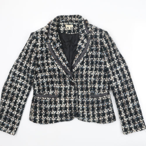 Kookai Womens Multicoloured Geometric Jacket Blazer Size 14 Button - Boucle Tweed