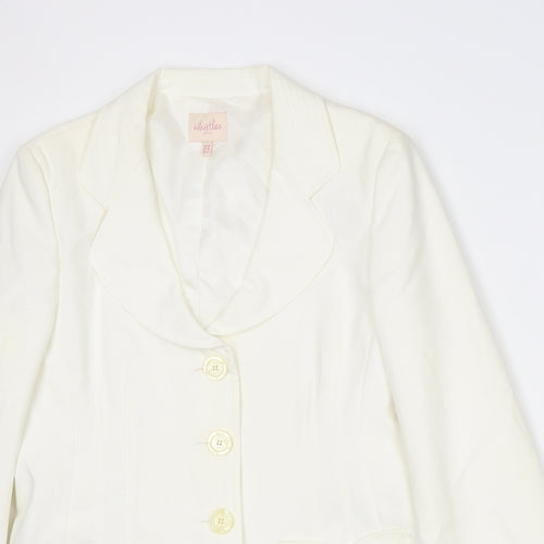 Whistles Womens White Jacket Blazer Size 14 Button