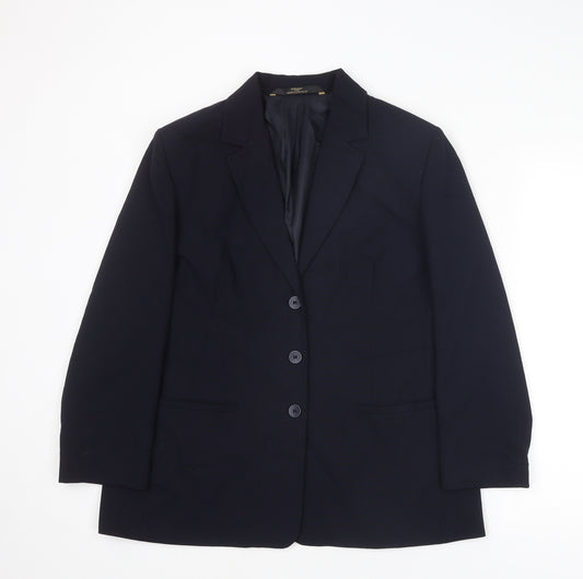 St Michael Womens Blue Polyester Jacket Suit Jacket Size 16