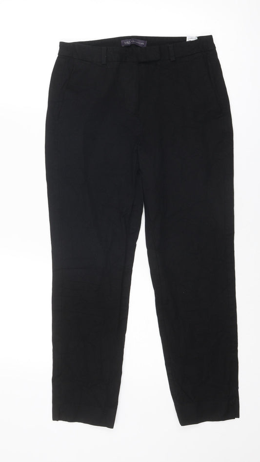 Marks and Spencer Womens Black Viscose Dress Pants Trousers Size 10 Regular Zip
