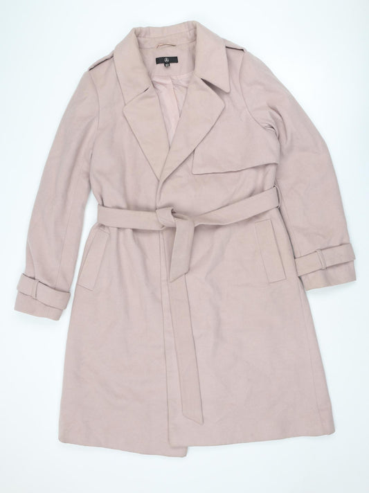 Missguided Womens Pink Trench Coat Coat Size 16 Tie