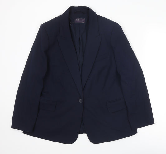 Marks and Spencer Womens Blue Polyester Jacket Suit Jacket Size 18
