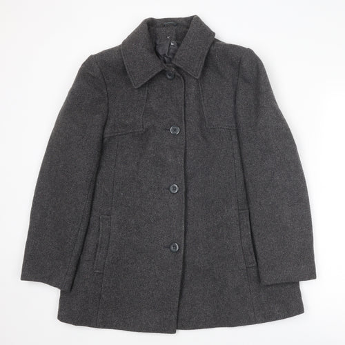 Littlewoods Womens Grey Pea Coat Coat Size 14 Button