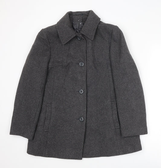 Littlewoods Womens Grey Pea Coat Coat Size 14 Button
