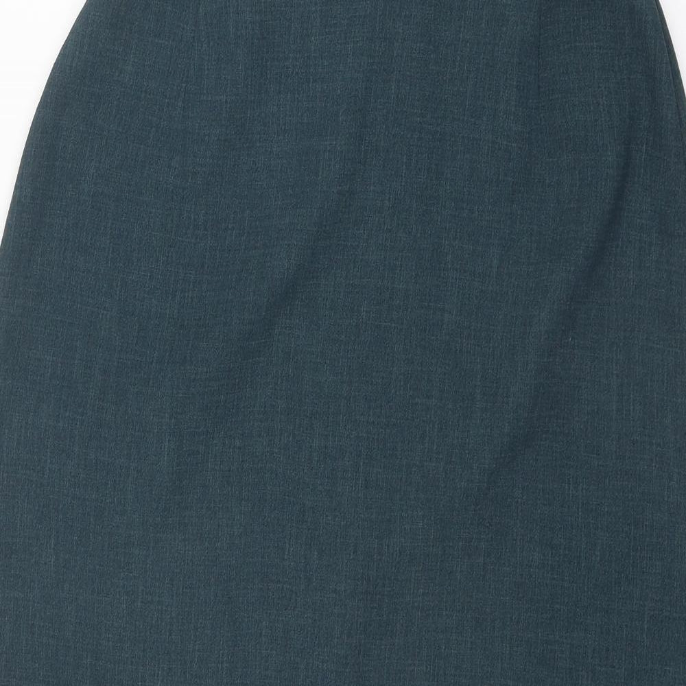 Marks and Spencer Womens Green Polyester A-Line Skirt Size 14 Zip