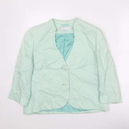 Minosa Womens Green Jacket Blazer Size 14 Button