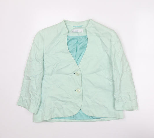 Minosa Womens Green Jacket Blazer Size 14 Button
