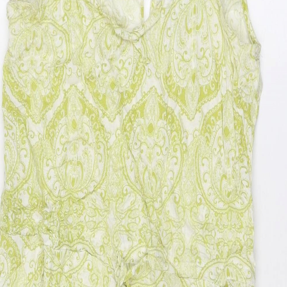 NEXT Womens Green Geometric Viscose Slip Dress Size 8 V-Neck Pullover