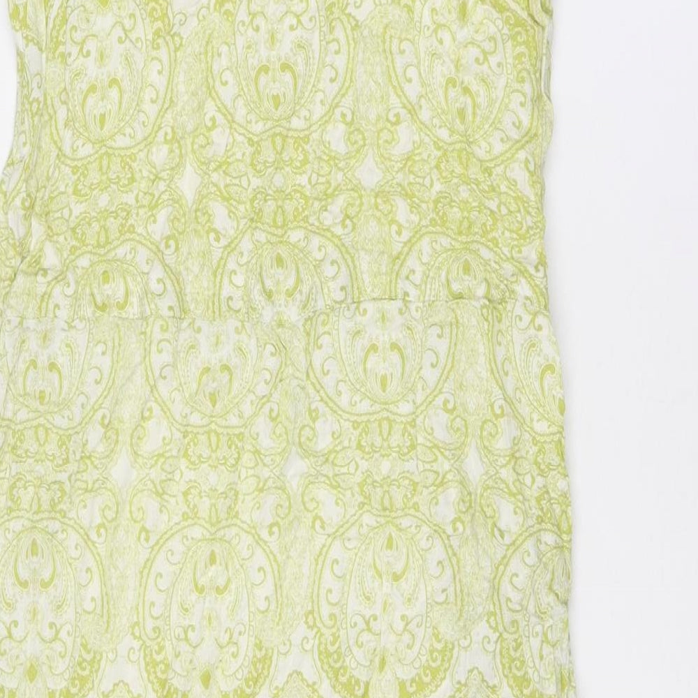 NEXT Womens Green Geometric Viscose Slip Dress Size 8 V-Neck Pullover