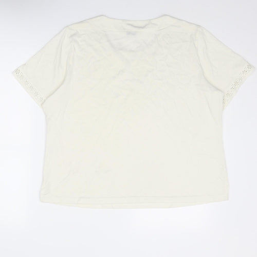 Classics Womens Ivory Polyester Basic Blouse Size 20 Round Neck - Size 20-22