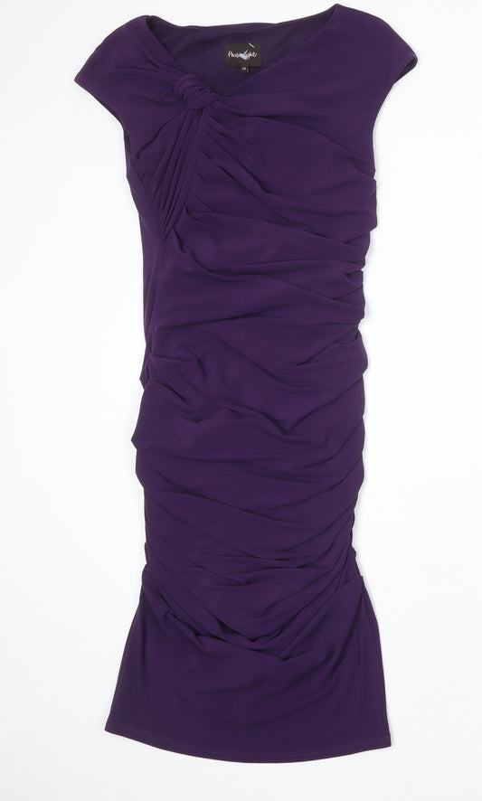 Phase Eight Womens Purple Polyester Bodycon Size 10 Round Neck Zip