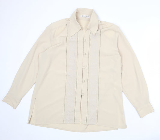 Jacques Vert Womens Beige Polyester Basic Button-Up Size 18 Collared