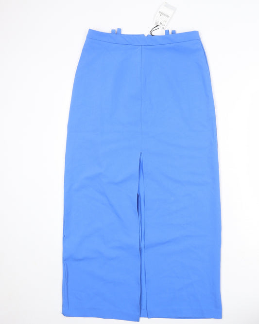 Stradivarius Womens Blue Polyester Straight & Pencil Skirt Size 12 Zip