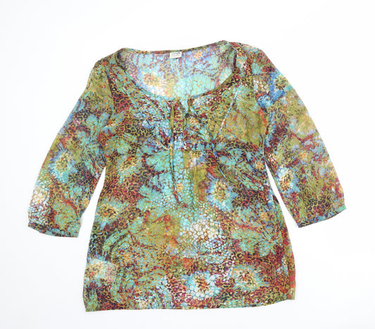 Esprit Womens Multicoloured Geometric Polyester Basic Blouse Size 12 Round Neck
