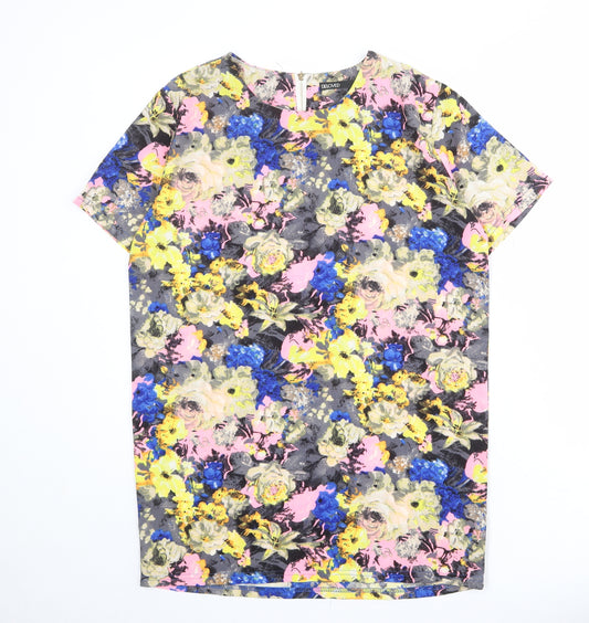 Beloved Womens Multicoloured Floral Polyester Basic T-Shirt Size S Round Neck