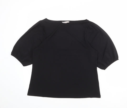 H&M Womens Black Polyester Basic Blouse Size S Round Neck