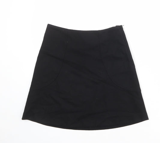 H&M Womens Black Wool A-Line Skirt Size 8 Zip