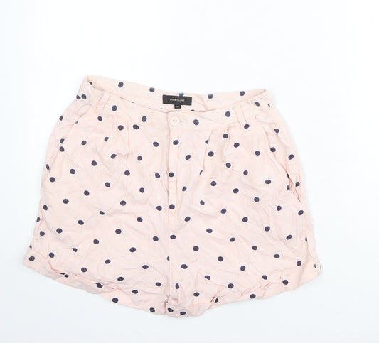 River Island Womens Pink Polka Dot Viscose Chino Shorts Size 10 Regular Zip