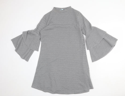 Vasamsi Womens Grey Geometric Polyester A-Line Size 8 Mock Neck Pullover