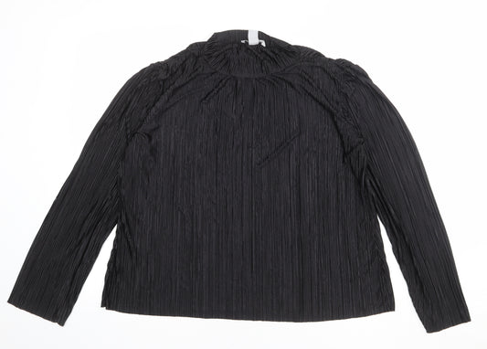 H&M Womens Black Polyester Basic Blouse Size M Cowl Neck