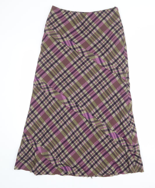 Per Una Womens Multicoloured Plaid Wool A-Line Skirt Size 10 Zip