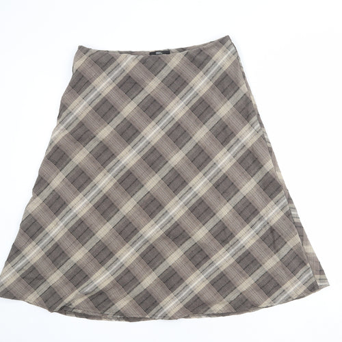 Marks and Spencer Womens Brown Plaid Polyester Swing Skirt Size 10