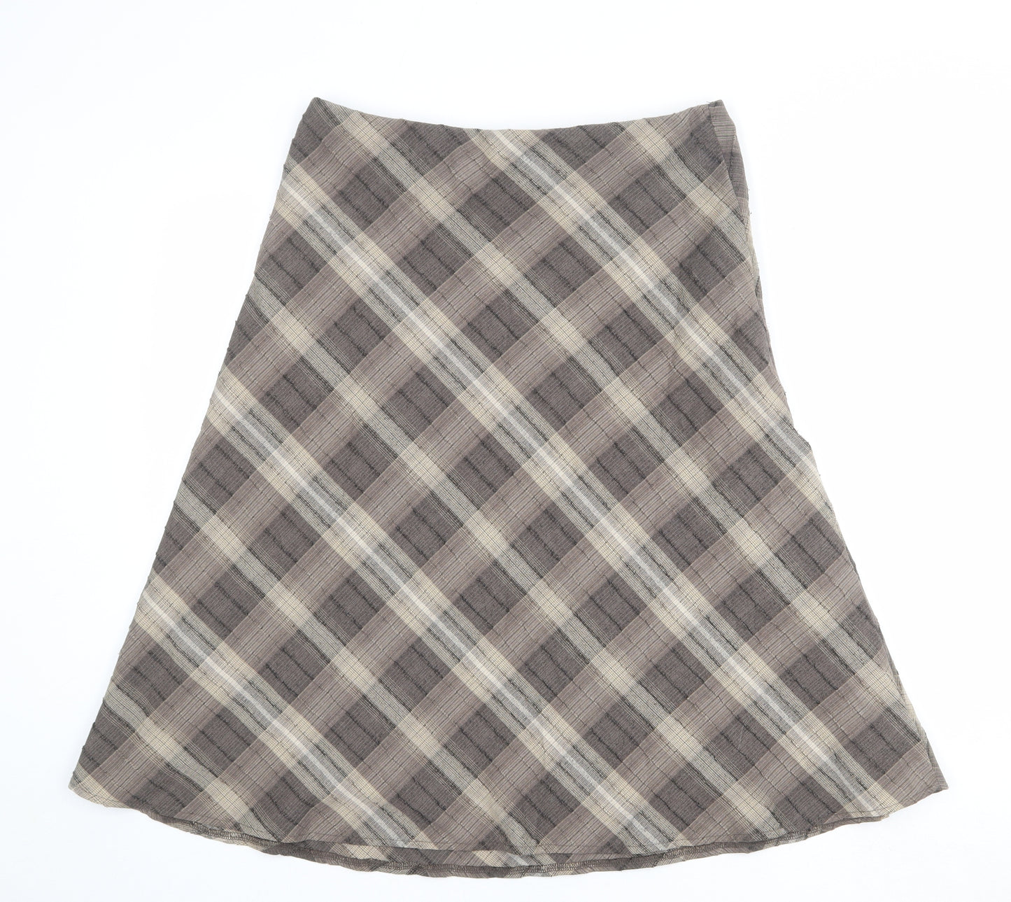 Marks and Spencer Womens Brown Plaid Polyester Swing Skirt Size 10