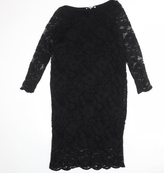 mamas & papas Womens Black Nylon Shift Size 12 Round Neck Pullover