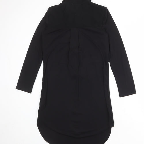 Topshop Womens Black Polyester Shirt Dress Size 6 Collared Button