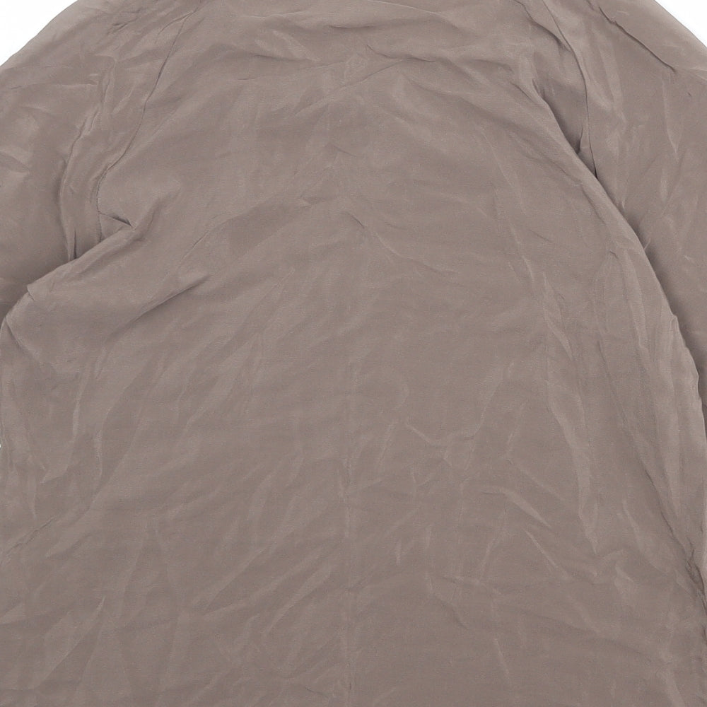 Zara Womens Brown Silk Basic Blouse Size 10 Round Neck - Tie Neck Detail
