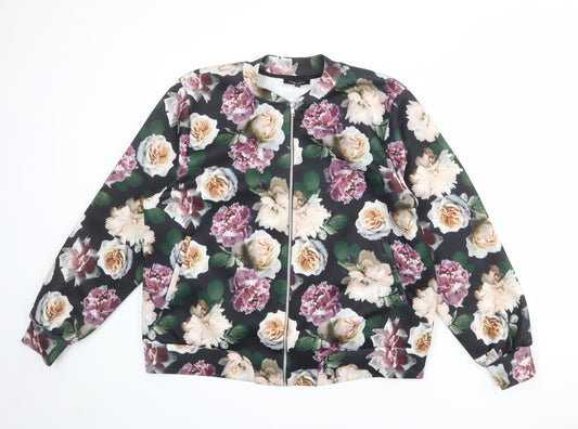 New Look Womens Multicoloured Floral Jacket Size 18 Zip