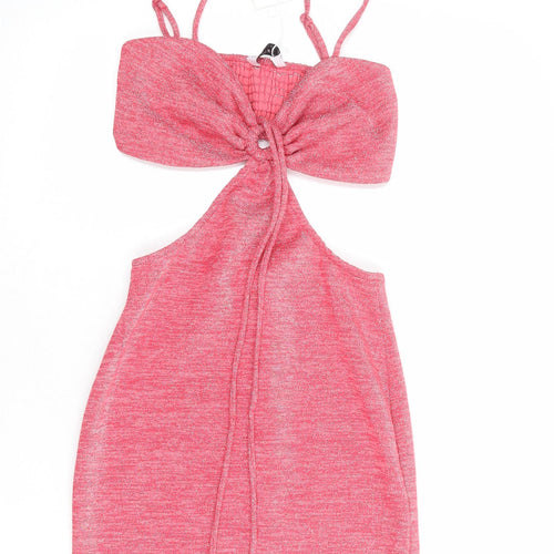 Bershka Womens Pink Polyester Mini Size S Sweetheart Zip