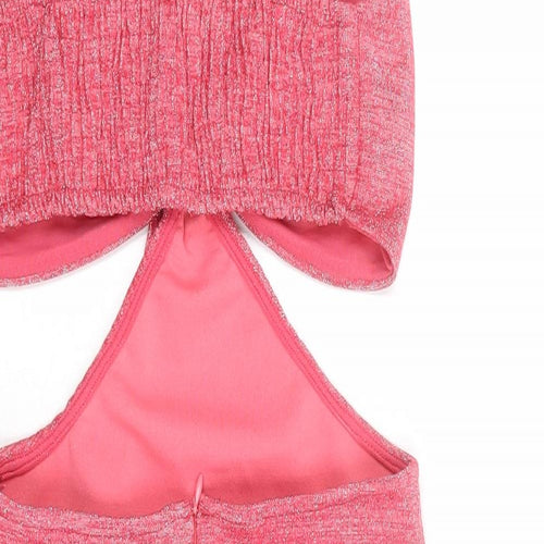 Bershka Womens Pink Polyester Mini Size S Sweetheart Zip