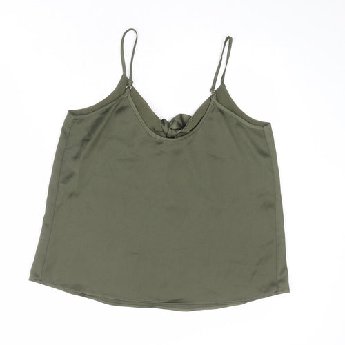 River Island Womens Green Polyester Camisole Tank Size 12 V-Neck - Tie Front Detail